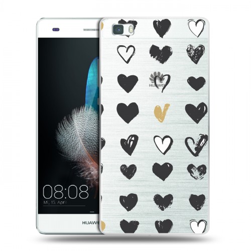 Полупрозрачный дизайнерский пластиковый чехол для Huawei P8 Lite Стильные сердца