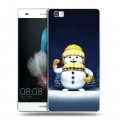 Дизайнерский пластиковый чехол для Huawei P8 Lite Снеговик