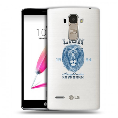 Полупрозрачный дизайнерский пластиковый чехол для LG G4 Stylus Символика льва