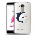Полупрозрачный дизайнерский силиконовый чехол для LG G4 Stylus Прозрачные акулы