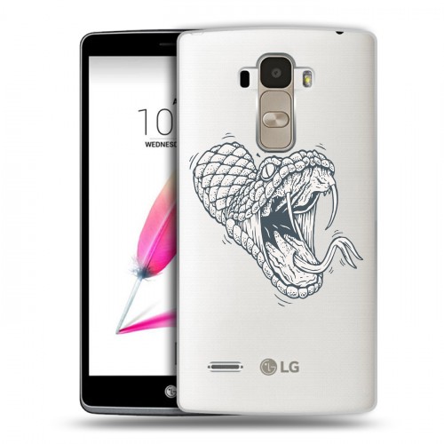 Полупрозрачный дизайнерский пластиковый чехол для LG G4 Stylus Прозрачные змеи