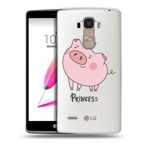 Полупрозрачный дизайнерский пластиковый чехол для LG G4 Stylus Прозрачные свинки