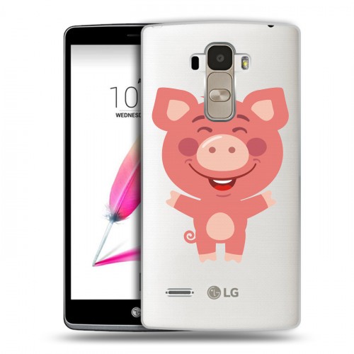 Полупрозрачный дизайнерский пластиковый чехол для LG G4 Stylus Прозрачные свинки