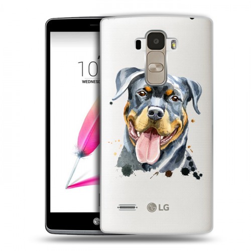 Полупрозрачный дизайнерский пластиковый чехол для LG G4 Stylus Прозрачные собаки