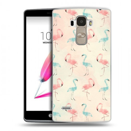 Дизайнерский пластиковый чехол для LG G4 Stylus Розовые фламинго