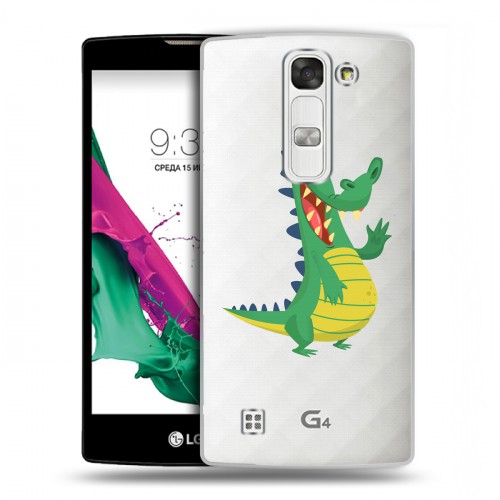 Полупрозрачный дизайнерский пластиковый чехол для LG G4c Прозрачные крокодилы