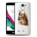 Полупрозрачный дизайнерский пластиковый чехол для LG G4c Прозрачные лошади и единороги 