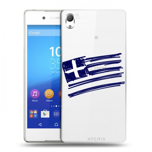 Полупрозрачный дизайнерский пластиковый чехол для Sony Xperia Z3+ флаг греции