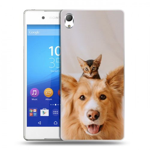 Дизайнерский пластиковый чехол для Sony Xperia Z3+ Собака и котенок