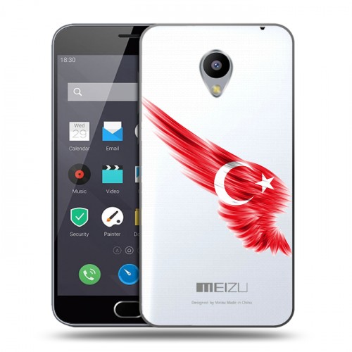 Полупрозрачный дизайнерский пластиковый чехол для Meizu M2 Note Флаг Турции