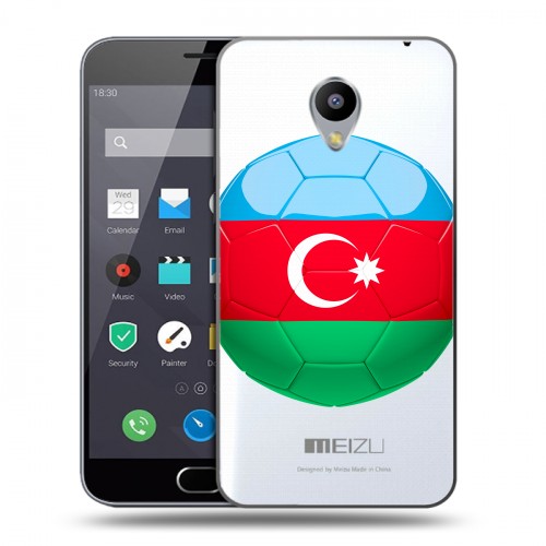 Полупрозрачный дизайнерский пластиковый чехол для Meizu M2 Note Флаг Азербайджана