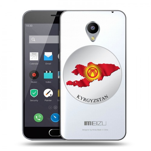 Полупрозрачный дизайнерский пластиковый чехол для Meizu M2 Note флаг Киргизии