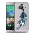 Дизайнерский силиконовый чехол для HTC One ME Прозрачные леопарды