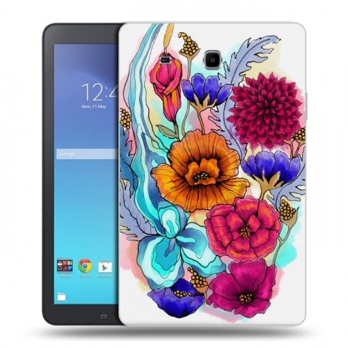 Дизайнерский силиконовый чехол для Samsung Galaxy Tab E 9.6 Цветочная акварель