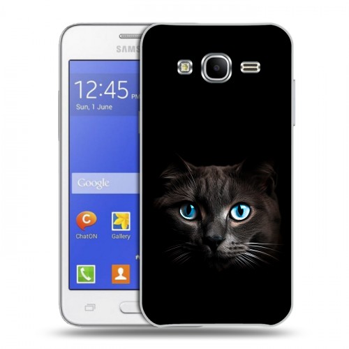 Дизайнерский пластиковый чехол для Samsung Galaxy J7 Кот в темноте