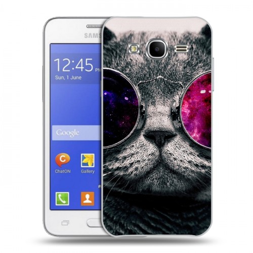 Дизайнерский силиконовый чехол для Samsung Galaxy J7 Неоновый кот