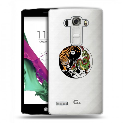 Полупрозрачный дизайнерский пластиковый чехол для LG G4 S Прозрачный тигр