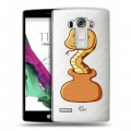 Полупрозрачный дизайнерский пластиковый чехол для LG G4 S Прозрачные змеи