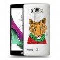 Полупрозрачный дизайнерский пластиковый чехол для LG G4 S Прозрачные тигры