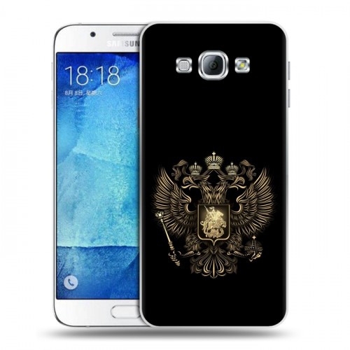 Дизайнерский пластиковый чехол для Samsung Galaxy A8 герб России золотой