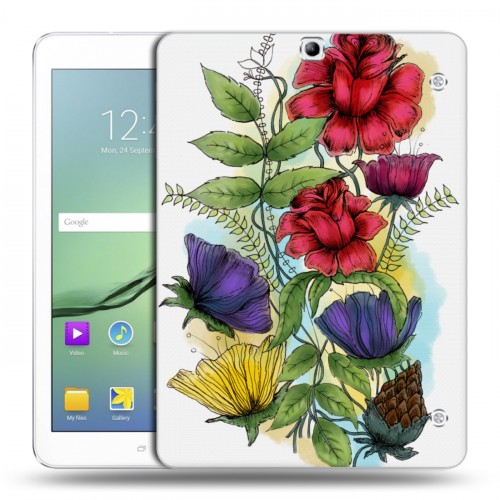 Дизайнерский силиконовый чехол для Samsung Galaxy Tab S2 9.7 Цветочная акварель