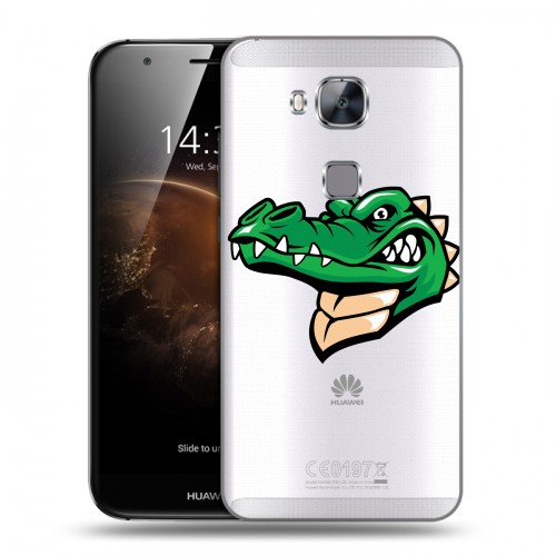 Полупрозрачный дизайнерский пластиковый чехол для Huawei G8 Прозрачные крокодилы