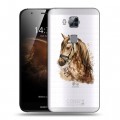 Полупрозрачный дизайнерский пластиковый чехол для Huawei G8 Прозрачные лошади и единороги 