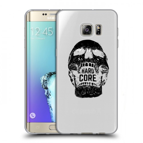 Полупрозрачный дизайнерский пластиковый чехол для Samsung Galaxy S6 Edge Plus прозрачные черепа 