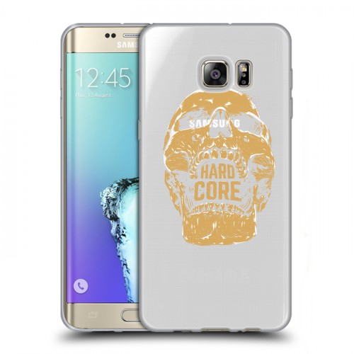 Полупрозрачный дизайнерский пластиковый чехол для Samsung Galaxy S6 Edge Plus прозрачные черепа