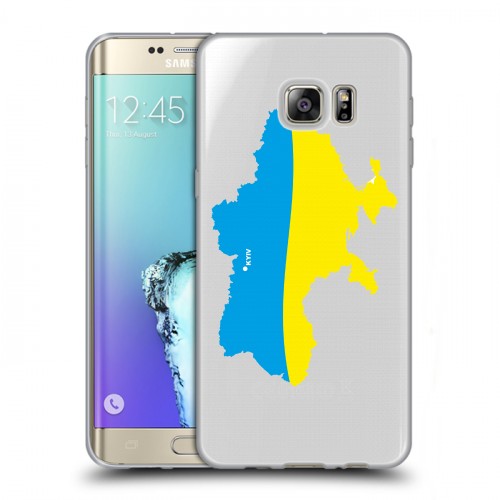 Полупрозрачный дизайнерский пластиковый чехол для Samsung Galaxy S6 Edge Plus Флаг Украины