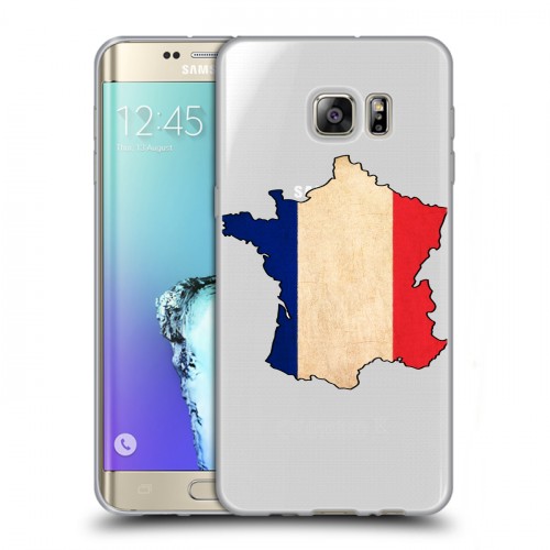 Полупрозрачный дизайнерский пластиковый чехол для Samsung Galaxy S6 Edge Plus Флаг Франции