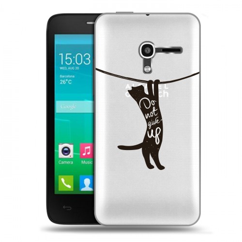 Полупрозрачный дизайнерский пластиковый чехол для Alcatel One Touch Pop D3 Прозрачные кошки