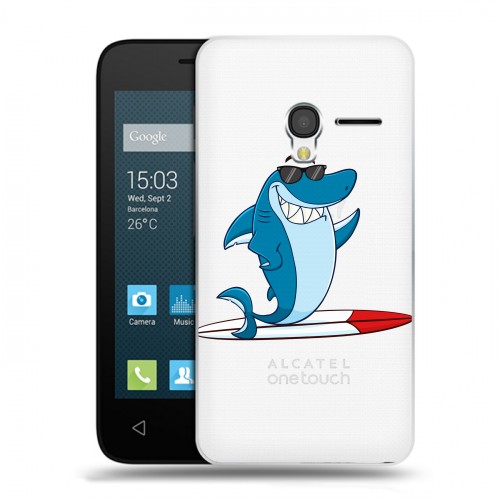 Полупрозрачный дизайнерский пластиковый чехол для Alcatel One Touch Pixi 3 (4.5) Прозрачные акулы