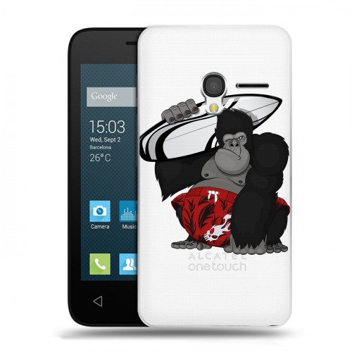 Полупрозрачный дизайнерский пластиковый чехол для Alcatel One Touch Pixi 3 (4.5) Прозрачные обезьяны