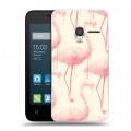 Дизайнерский пластиковый чехол для Alcatel One Touch Pixi 3 (4.5) Розовые фламинго