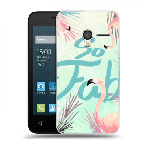 Дизайнерский пластиковый чехол для Alcatel One Touch Pixi 3 (4.5) Розовые фламинго