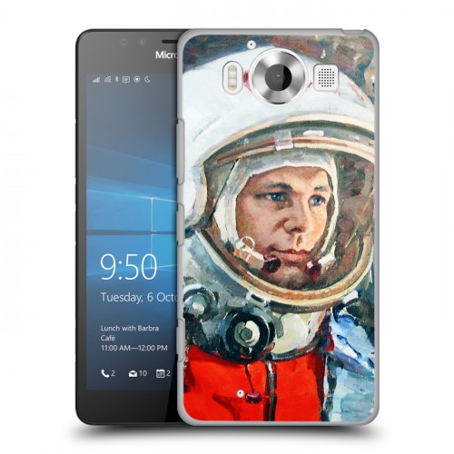 Дизайнерский пластиковый чехол для Microsoft Lumia 950 Юрий Гагарин