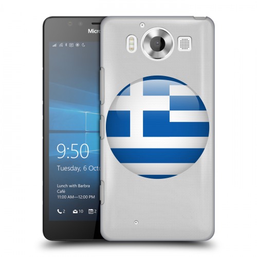 Полупрозрачный дизайнерский пластиковый чехол для Microsoft Lumia 950 флаг греции