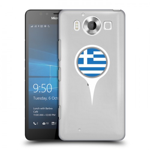 Полупрозрачный дизайнерский пластиковый чехол для Microsoft Lumia 950 флаг греции