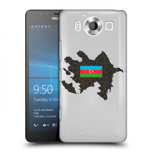 Полупрозрачный дизайнерский пластиковый чехол для Microsoft Lumia 950 Флаг Азербайджана