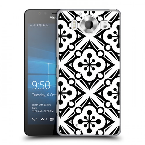 Дизайнерский пластиковый чехол для Microsoft Lumia 950 Черно-белые фантазии