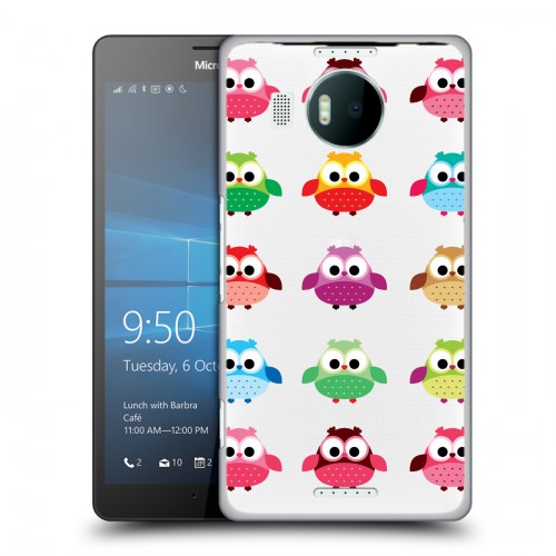 Полупрозрачный дизайнерский пластиковый чехол для Microsoft Lumia 950 XL Прозрачные совы