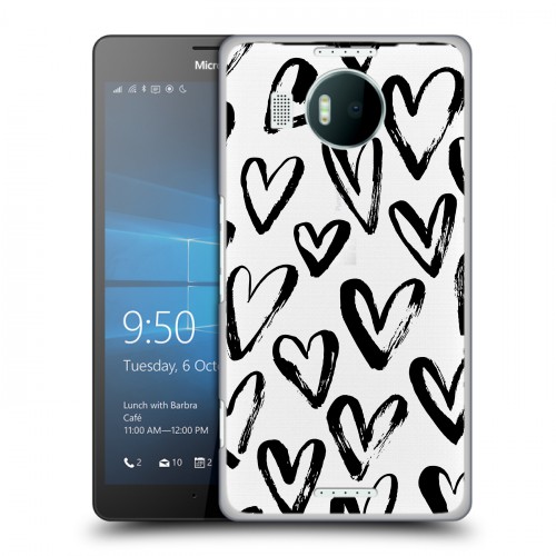 Полупрозрачный дизайнерский пластиковый чехол для Microsoft Lumia 950 XL Стильные сердца