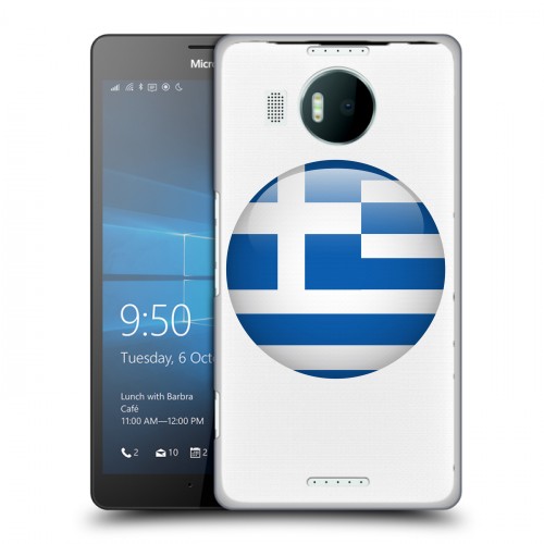 Полупрозрачный дизайнерский пластиковый чехол для Microsoft Lumia 950 XL флаг греции