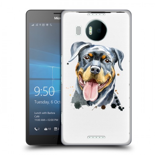 Полупрозрачный дизайнерский пластиковый чехол для Microsoft Lumia 950 XL Прозрачные собаки