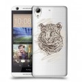 Дизайнерский пластиковый чехол для HTC Desire 626 Прозрачные леопарды