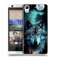 Дизайнерский пластиковый чехол для HTC Desire 626 Волк и луна