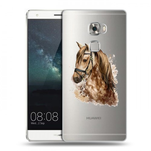 Полупрозрачный дизайнерский пластиковый чехол для Huawei Mate S Прозрачные лошади и единороги 