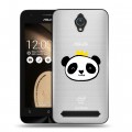 Полупрозрачный дизайнерский пластиковый чехол для ASUS Zenfone Go Прозрачные панды - смайлики