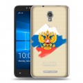Полупрозрачный дизайнерский пластиковый чехол для Alcatel OneTouch Pixi First Российский флаг